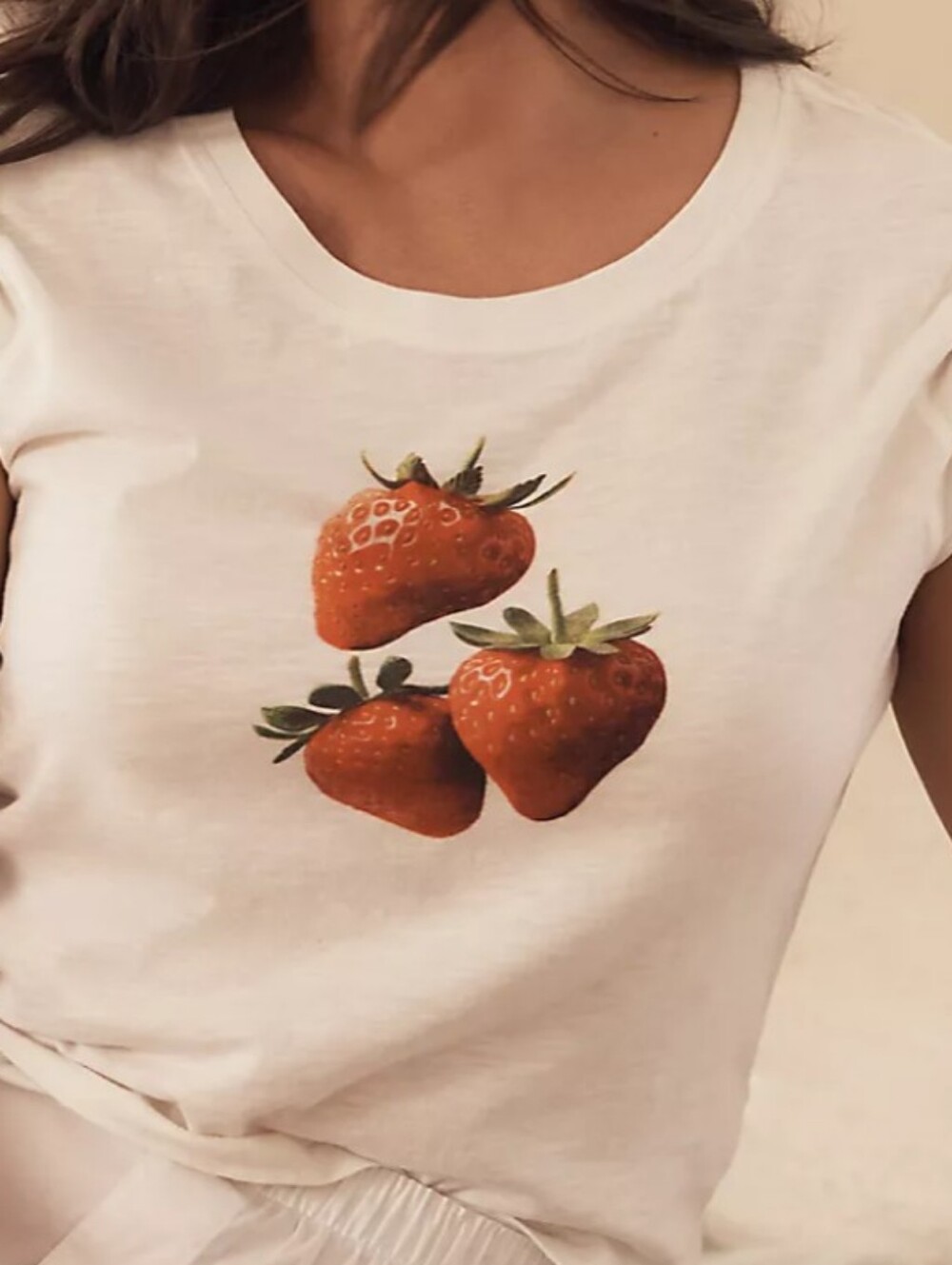 Anthropologie Tee with Strawberry Print *Medium